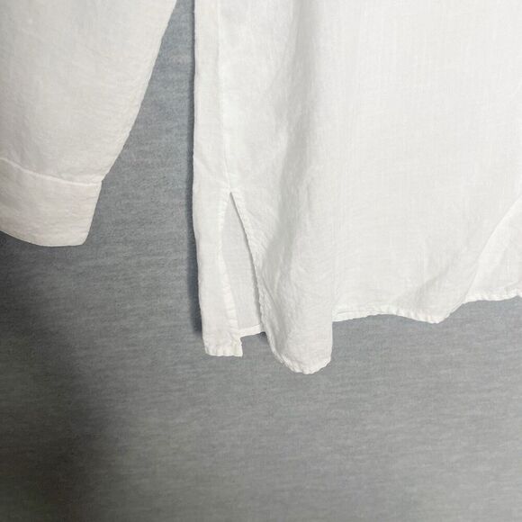209 WST 38 New York Linen White Blouse Top Lagenlook Size Large Asymmetrical‎ - Picture 4 of 6